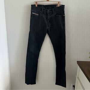 Diesel Men's Tepphar Slim Carrot Jeans Black Wash Button Fly